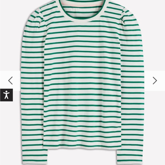 Boden Jewel Green and Ivory Stripe Sleeve Stripe Top, Women’s Size 14 - Picture 6 of 6